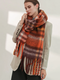 Multi Colour Bulky Plaid Print Scarf - Multi