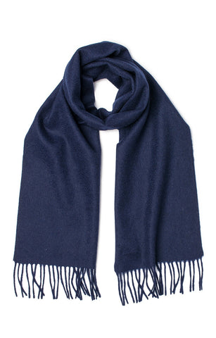 100% Lambswool Plain Navy Scarf